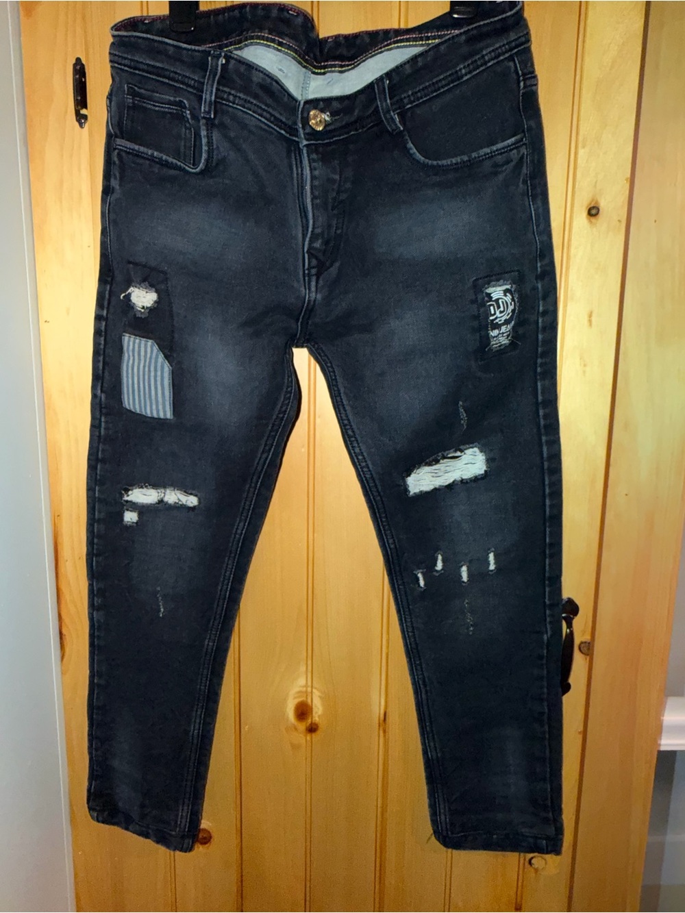 Barkers Men's Black Slim Distressed Jeans- NWOT- Size 36